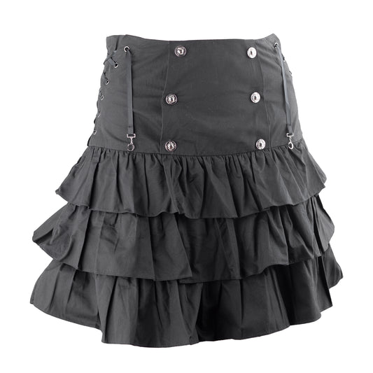 Christian Dior Black Ruffle Vintage Lace Up Skirt (M)