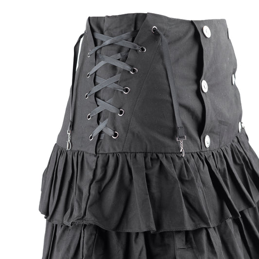 Christian Dior Black Ruffle Vintage Lace Up Skirt (M)