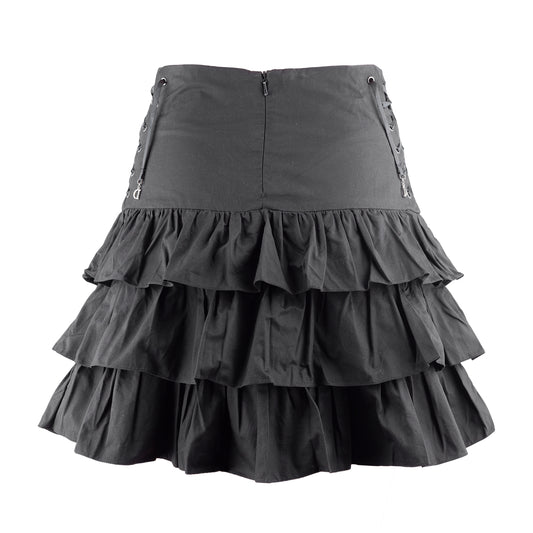 Christian Dior Black Ruffle Vintage Lace Up Skirt (M)
