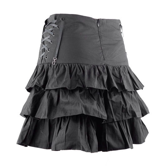 Christian Dior Black Ruffle Vintage Lace Up Skirt (M)