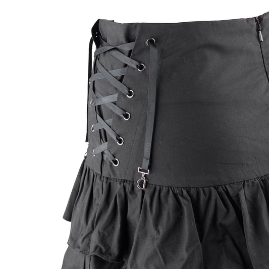 Christian Dior Black Ruffle Vintage Lace Up Skirt (M)