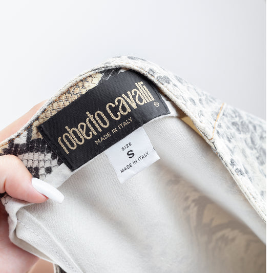 Roberto Cavalli Snake Print Vintage Midi Pencil Skirt (S)