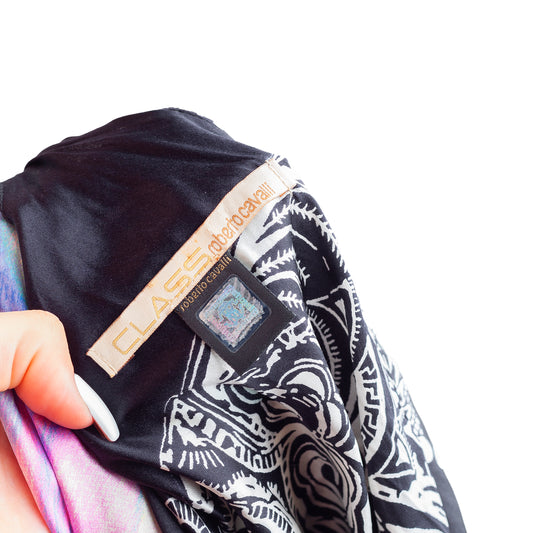 Roberto Cavalli Class Black Silk Halter Top (XL)