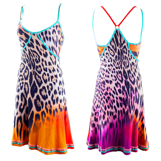 Just Cavalli Colorful Cheetah Vintage Dress (L)