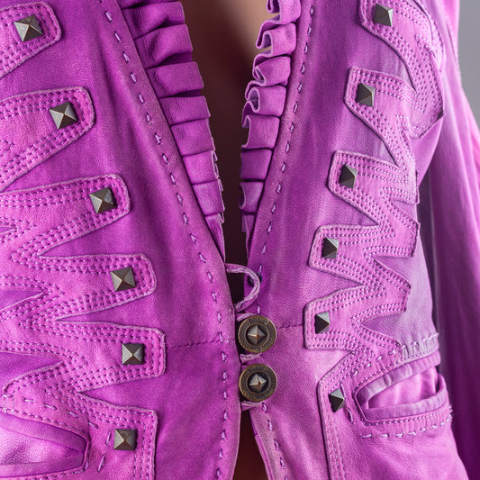 Just Cavalli Purple Suede Leather Vintage Jacket (S)