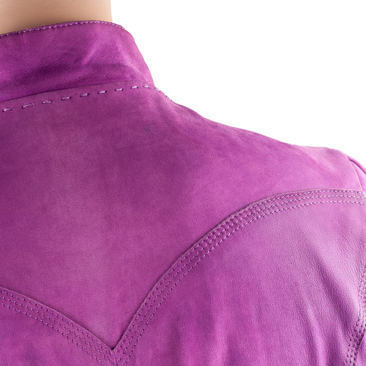 Just Cavalli Purple Suede Leather Vintage Jacket (S)