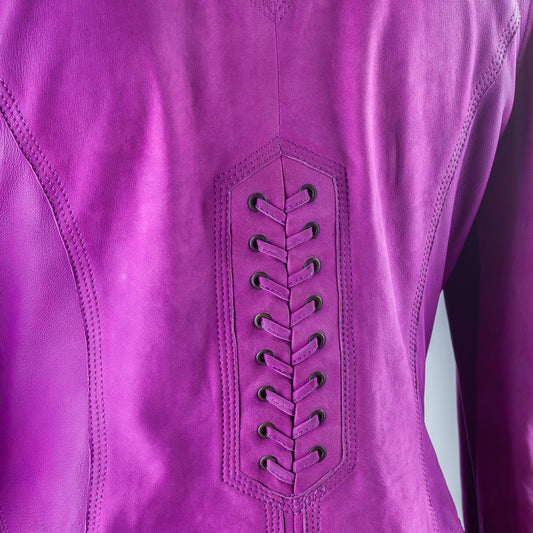 Just Cavalli Purple Suede Leather Vintage Jacket (S)