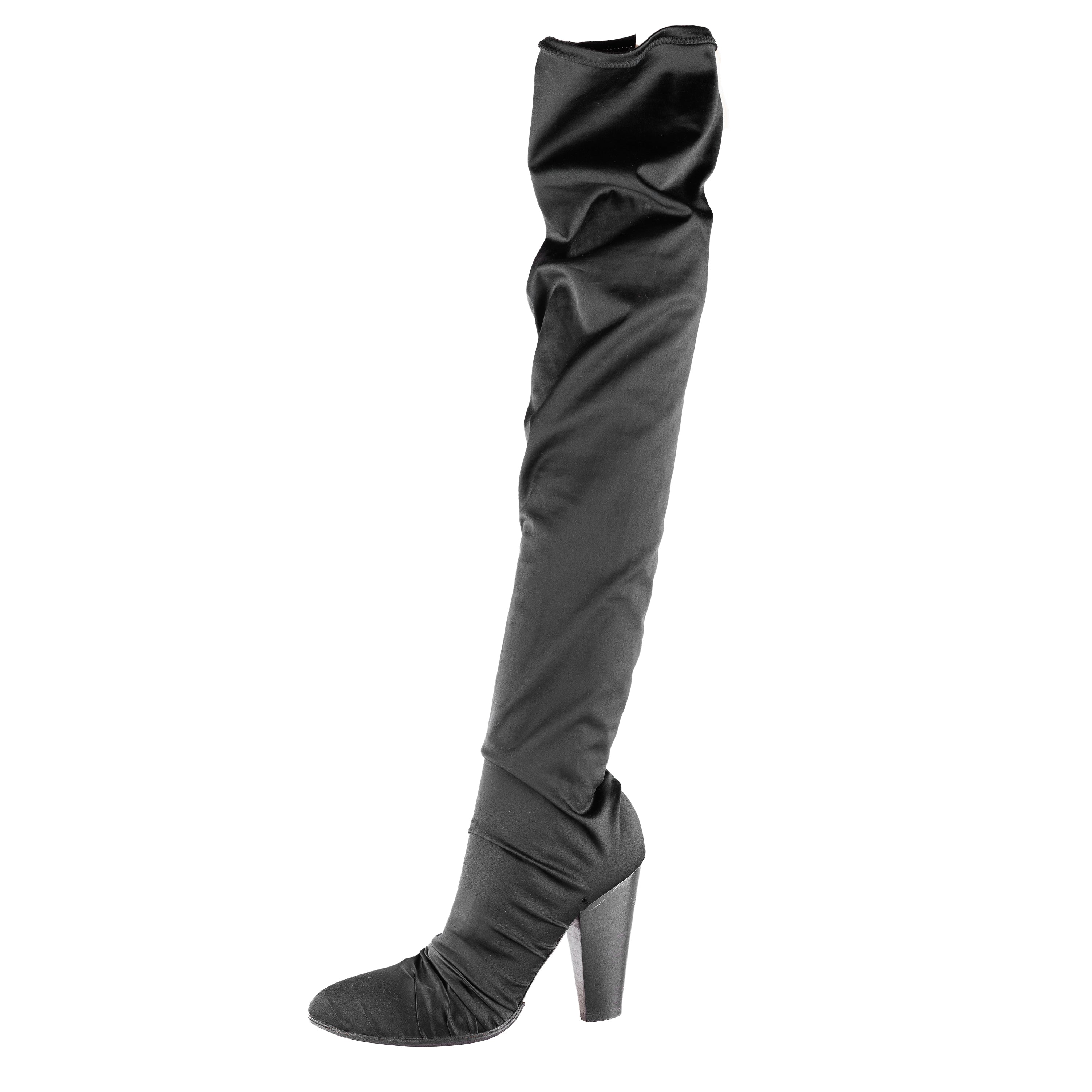 Dolce & Gabbana Vintage Black High-Stock Stretch Silk Boots