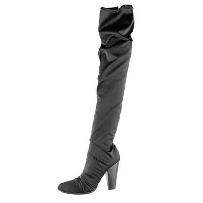 Dolce & Gabbana Vintage Black High-Stock Stretch Silk Boots  