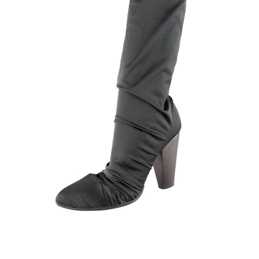 Dolce & Gabbana Vintage Black High-Stock Stretch Silk Boots  