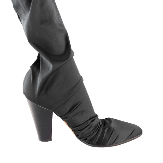 Dolce & Gabbana Vintage Black High-Stock Stretch Silk Boots  