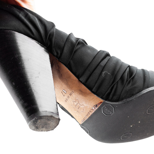 Dolce & Gabbana Vintage Black High-Stock Stretch Silk Boots  