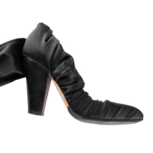 Dolce & Gabbana Vintage Black High-Stock Stretch Silk Boots  