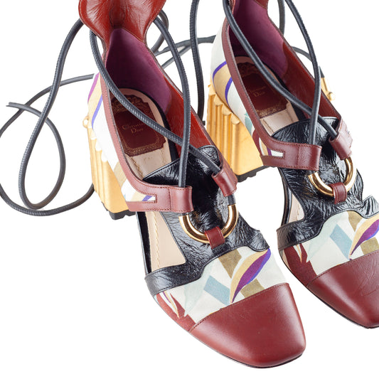 Christian Dior 2017 Metallic Tied-Up Heels  