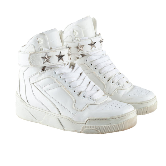 Givenchy Paris Tyson Star High Top White Sneakers  