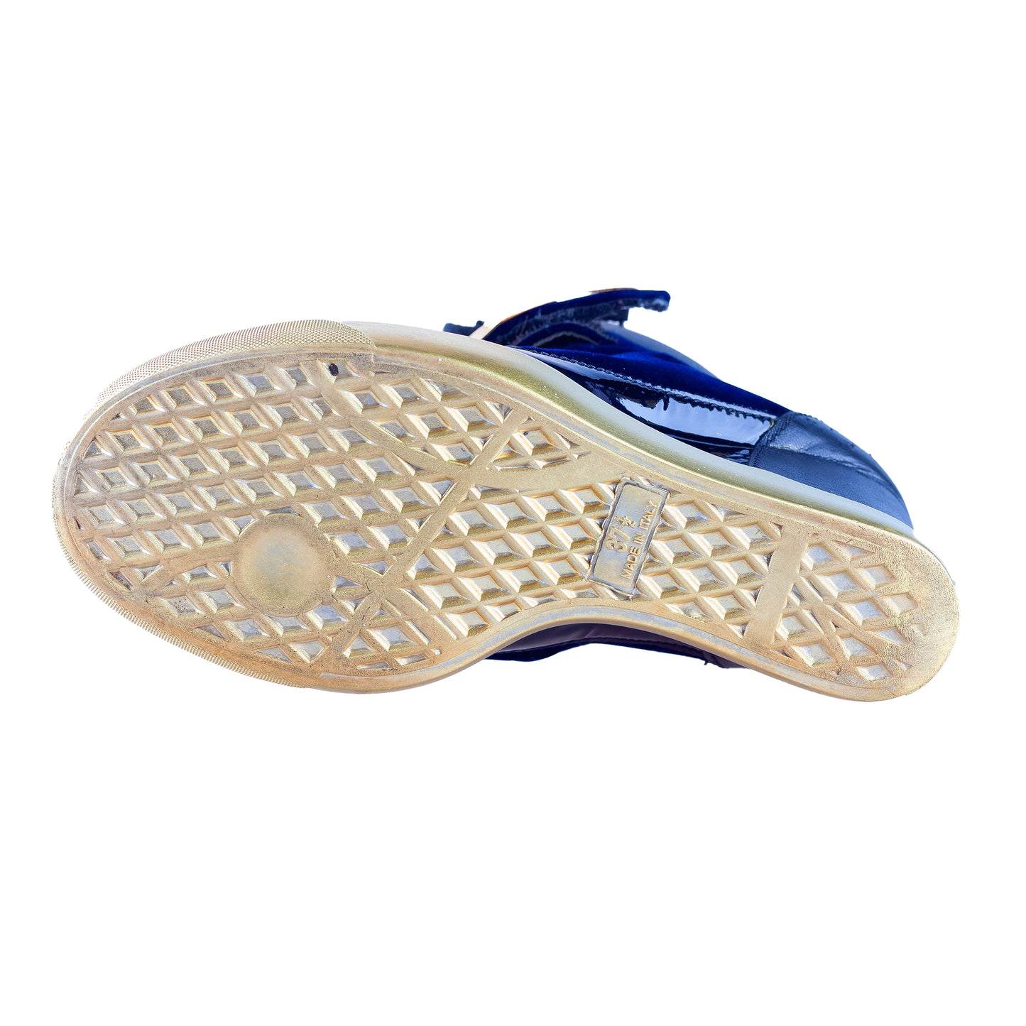 Giuseppe Zanotti Navy Golden Velour Wedge Sneakers