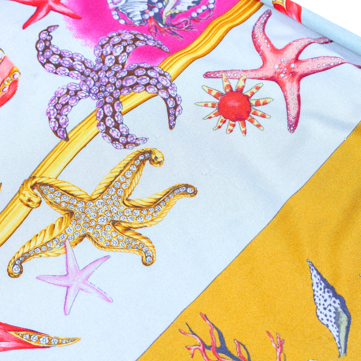 RARE Versace Mare S/S 1992 Ready to Wear Collection Starfish and Seashells Themed Elastic Mini Dress (S)