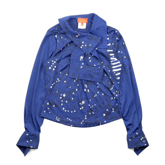 Vivienne Westwood Red Label Constellation / Zodiac Signs Long Sleeve Blue Shirt (M)