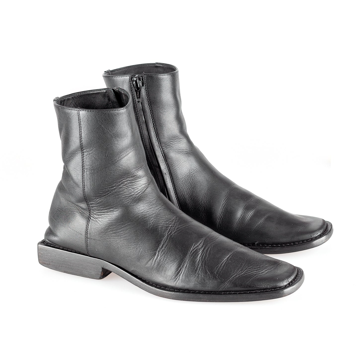 Balenciaga BB RIM BACK Vintage LOGO LEATHER BOOTS (39 EU)