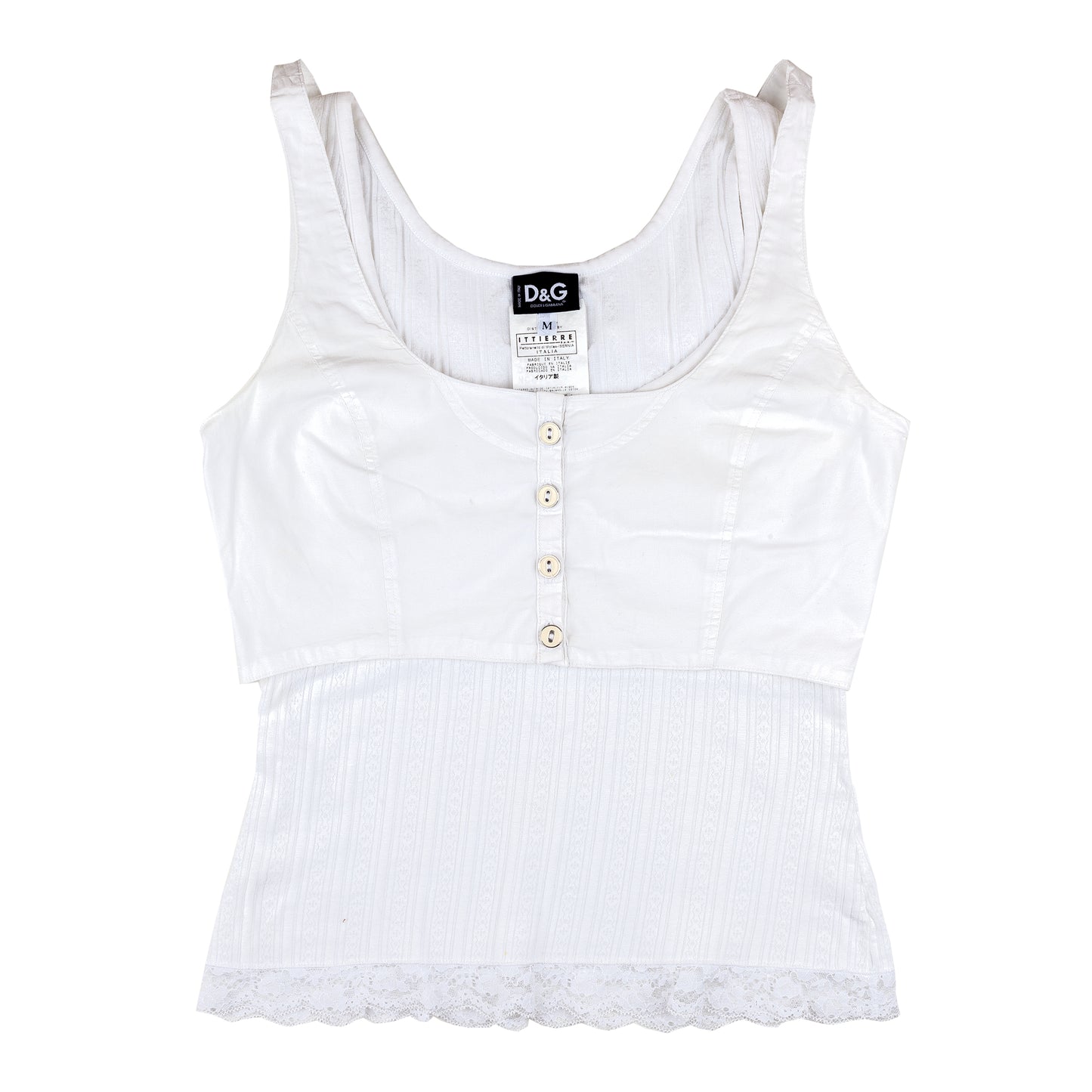 Dolce & Gabbana White Double Layer Vintage Tank Top (M)