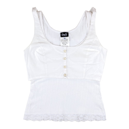 Dolce & Gabbana White Double Layer Vintage Tank Top (M)