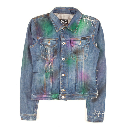 Dolce & Gabbana Spray Paint Vintage Denim Jacket (XS)