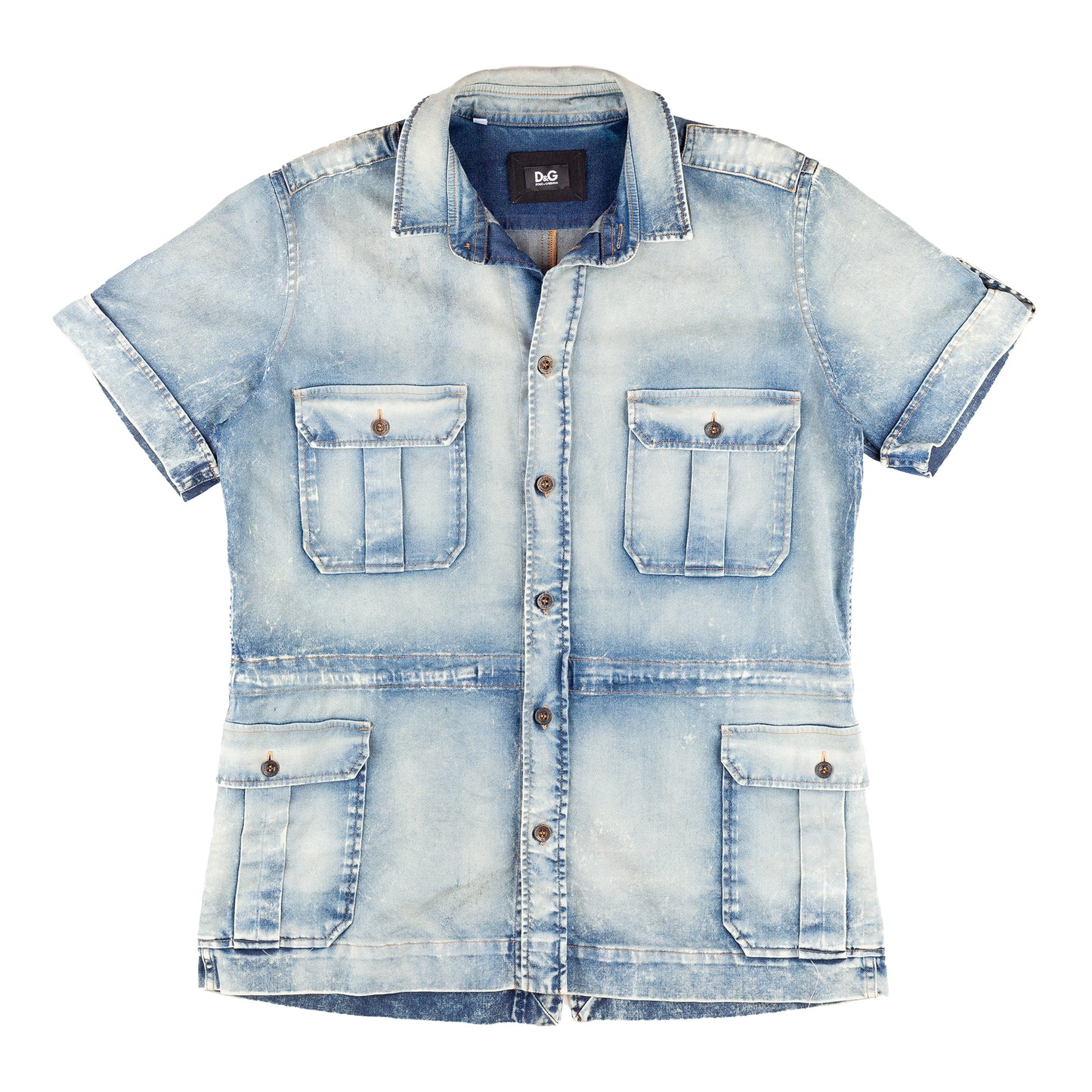Dolce & Gabbana Multipocket Cargo Acid Vintage Denim Shirt (M)