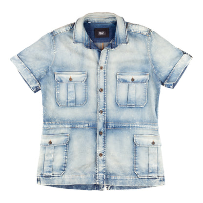 Dolce & Gabbana Multipocket Cargo Acid Vintage Denim Shirt (M)