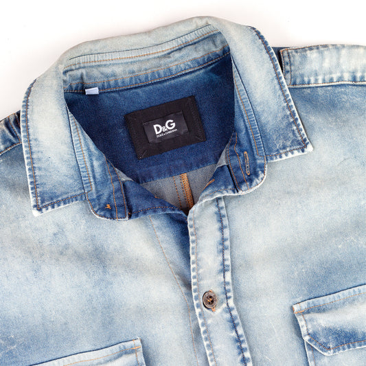 Dolce & Gabbana Multipocket Cargo Acid Vintage Denim Shirt (M)