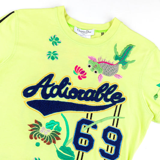 Christian Dior RARE Adiorable Neon Yellow Vintage Baseball T-Shirt (L)