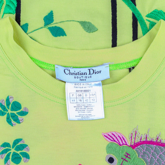 Christian Dior RARE Adiorable Neon Yellow Vintage Baseball T-Shirt (L)
