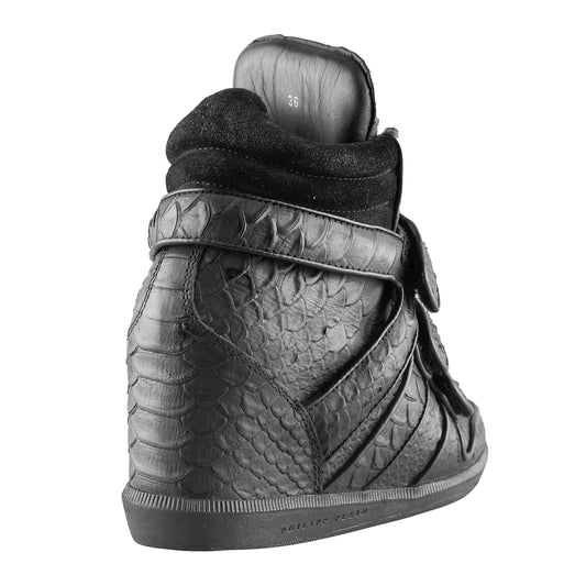 Philipp Plein Vintage Black Croc Wedge Sneakers (36 IT/37 EU)