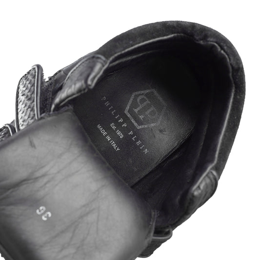 Philipp Plein Vintage Black Croc Wedge Sneakers (36 IT/37 EU)