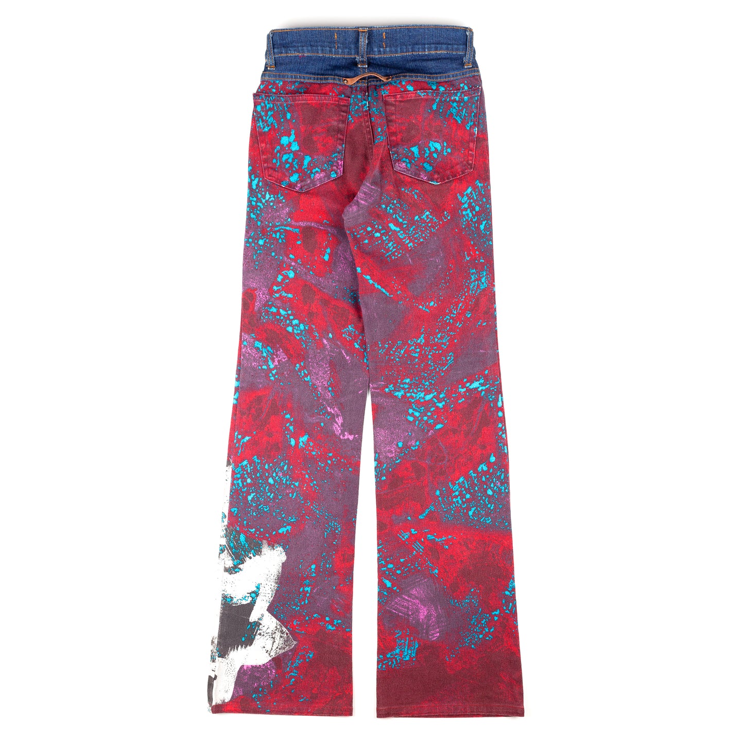 Just Cavalli Vintage Burgundy Paint Printed Jeans (XS)