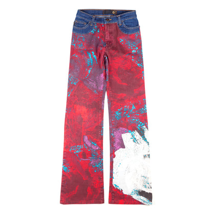 Just Cavalli Vintage Burgundy Paint Printed Jeans (XS)