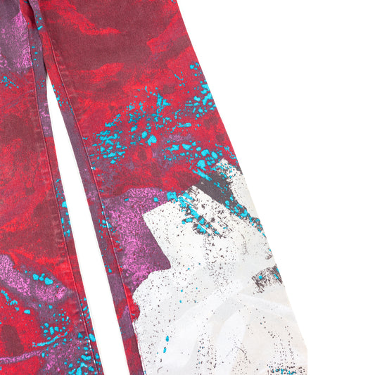 Just Cavalli Vintage Burgundy Paint Printed Jeans (XS)