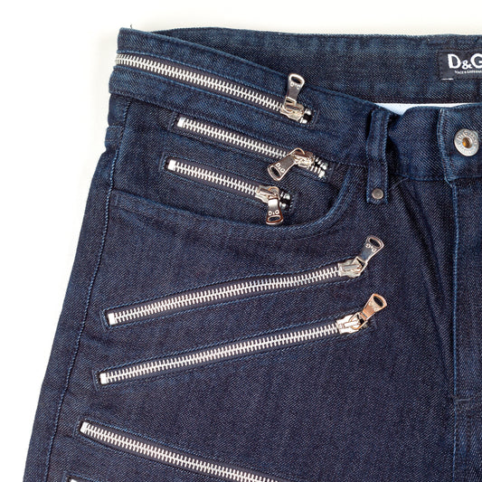 Dolce & Gabbana Vintage  Superaudiacious Zippers Dark Wash Skinny Jeans (M)