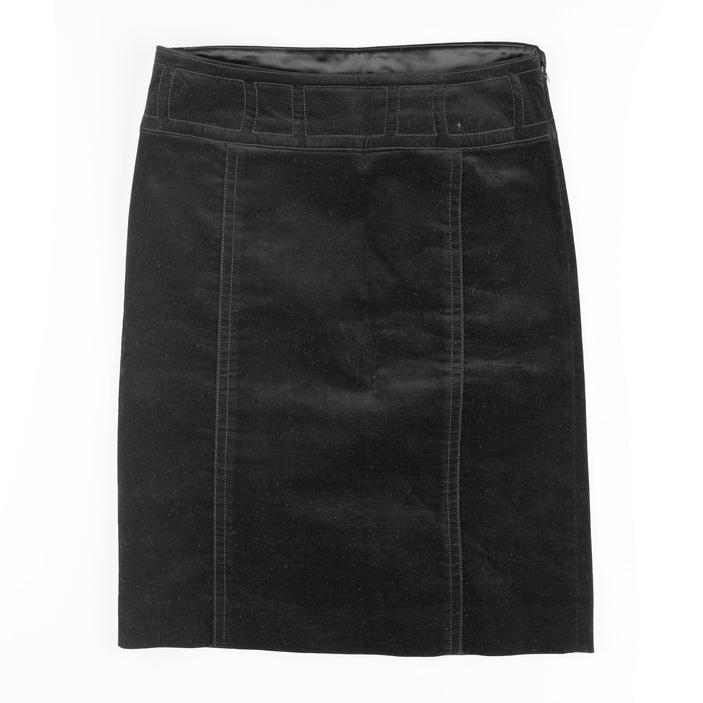 Gucci by Tom Ford Black Vintage Velvet Midi Skirt (S)