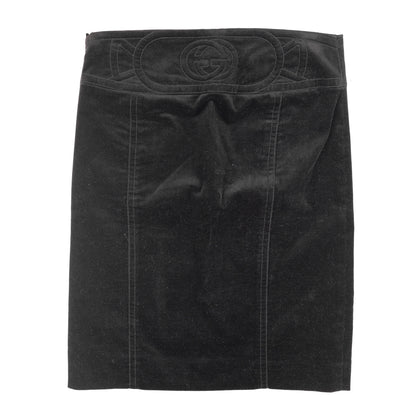 Gucci by Tom Ford Black Vintage Velvet Midi Skirt (S)