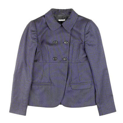 Miu Miu Black/Blue Pinstripe Vintage Jacket (S)