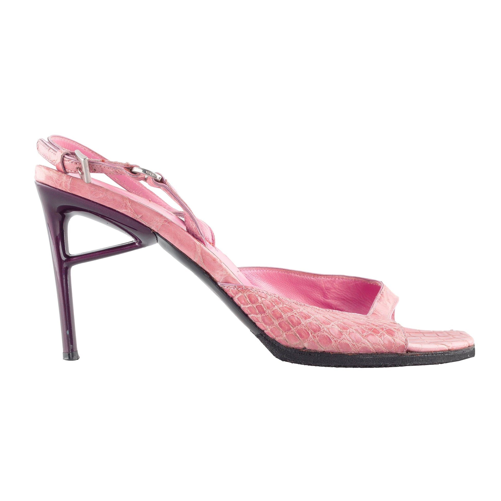 Prada Python Pink Sandal Heels (37 EU)