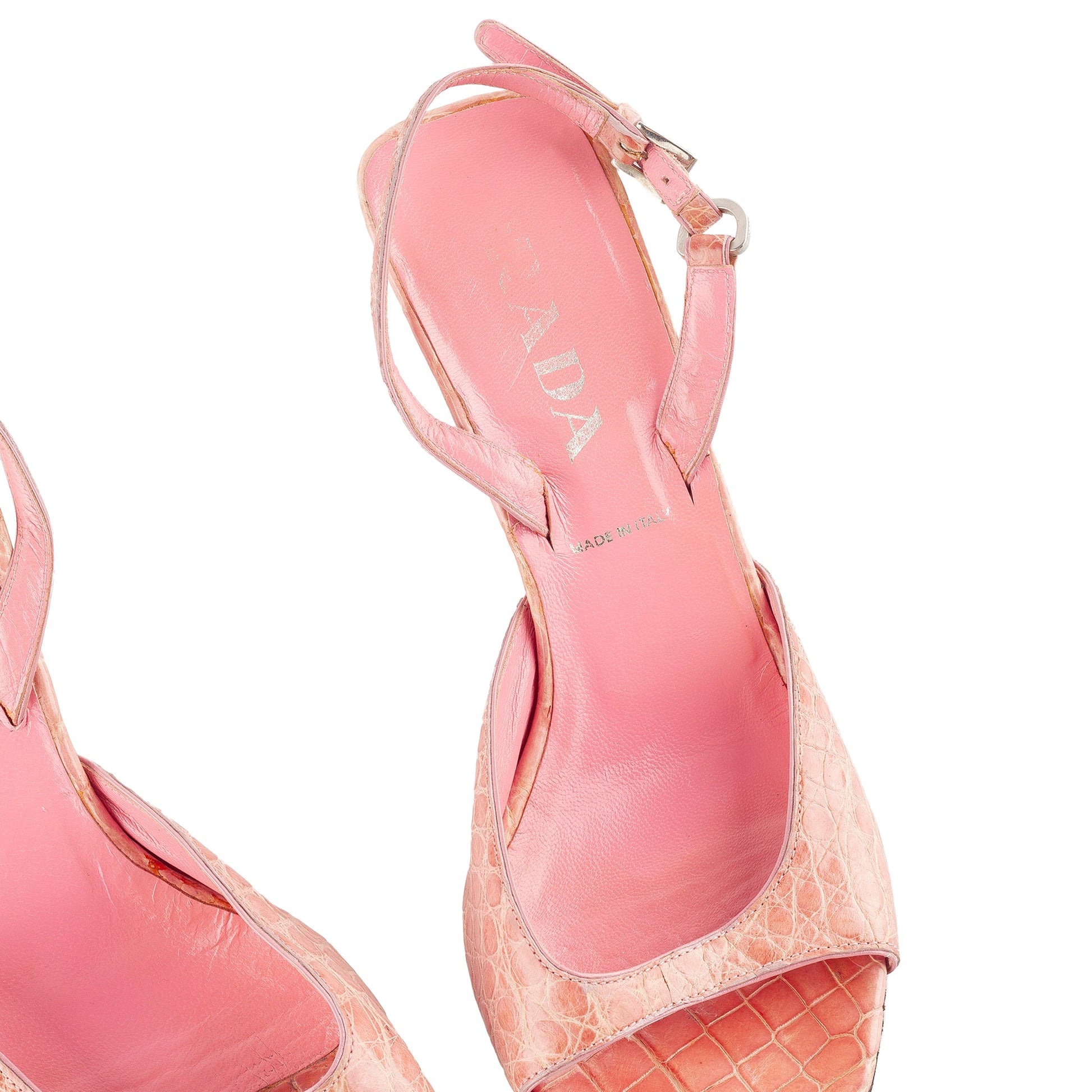 Prada Python Pink Sandal Heels (37 EU)