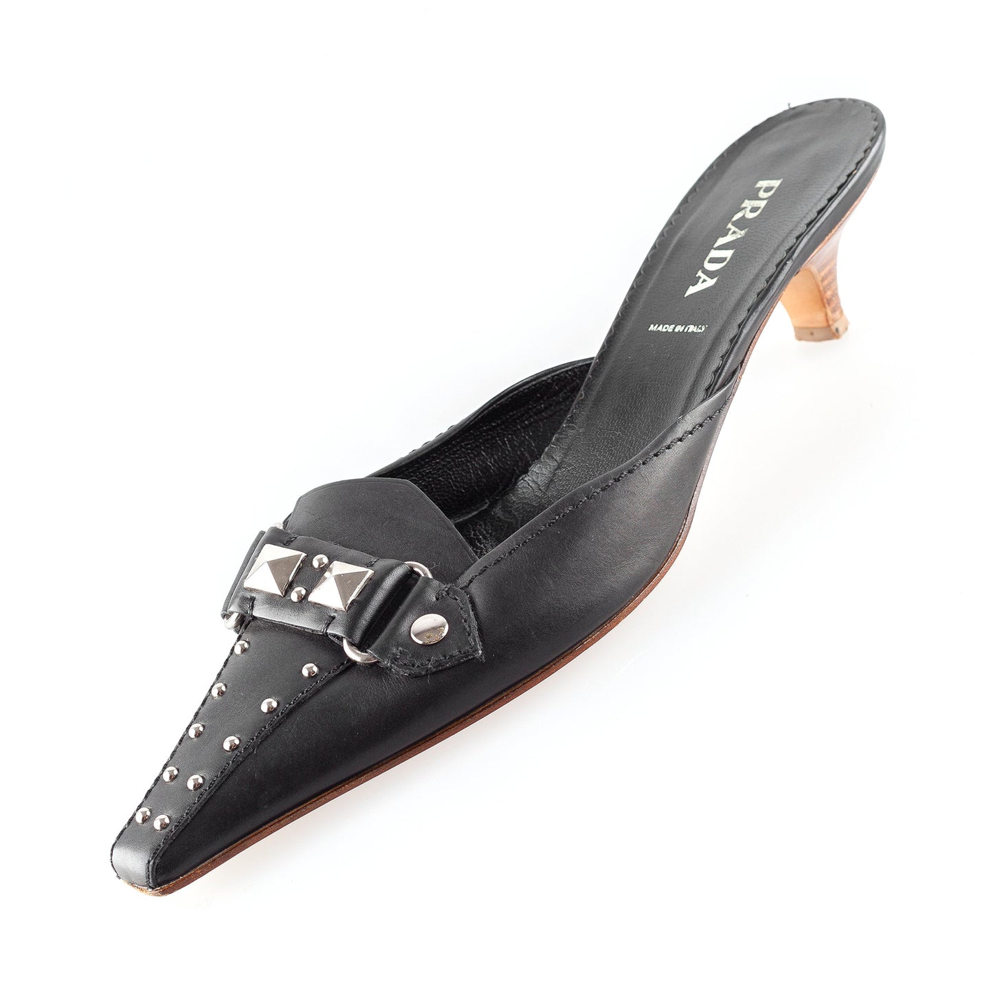 Prada Black Leather Studs Kitten Heels (39,5 EU)