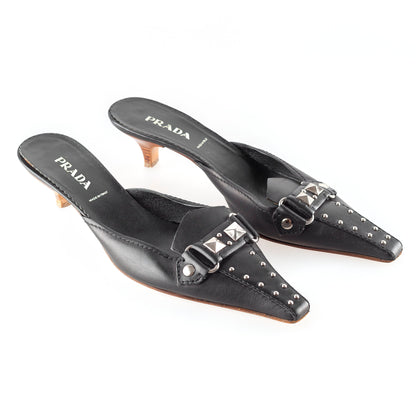 Prada Black Leather Studs Kitten Heels (39,5 EU)