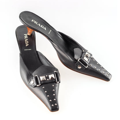 Prada Black Leather Studs Kitten Heels (39,5 EU)