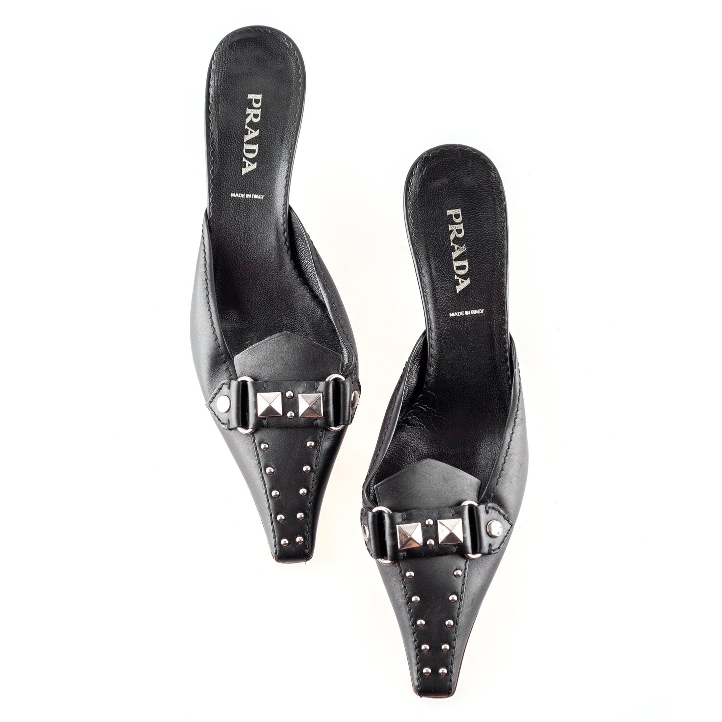 Prada Black Leather Studs Kitten Heels (39,5 EU)