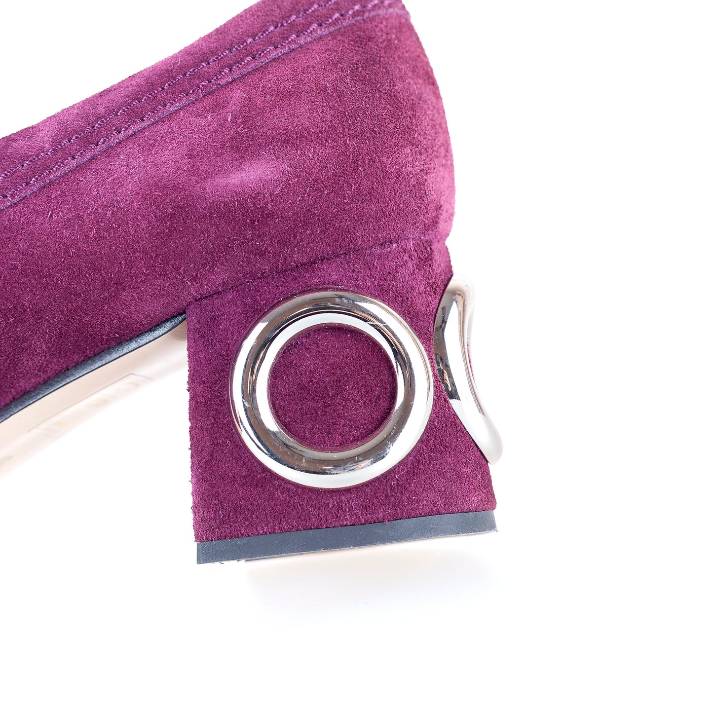 Miu Miu Purple Suede Buckle Heels (38 EU)