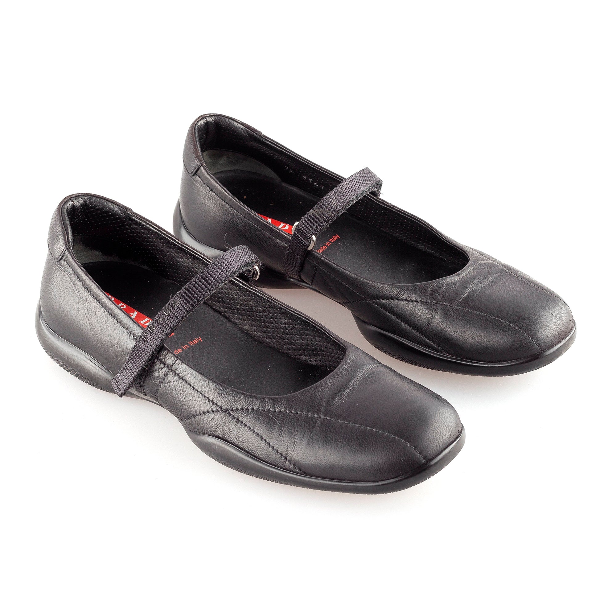 Prada Black Leather 3F 3141 Mary Jane Flats (38,5 EU)