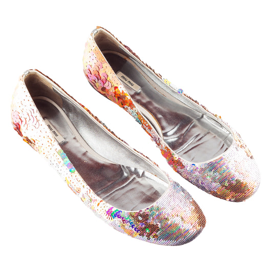 Miu Miu Vintage Sequins Multicolor Ballerinas (37,5 EU)