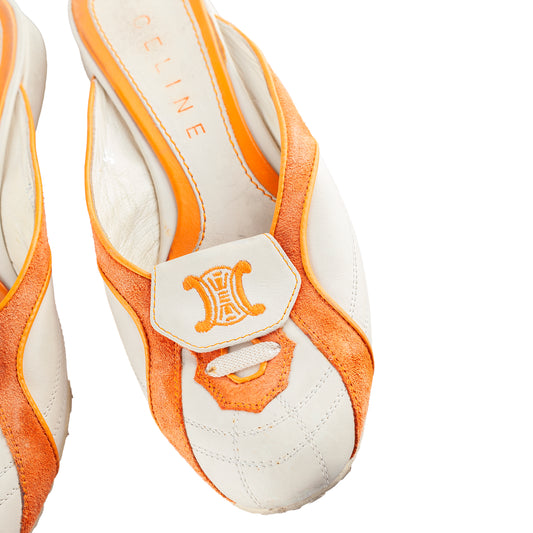 CELINE Vintage Beige and Orange Mules (37,5 EU)